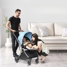 High-view Four-wheel Baby Stroller, Reversible, Lightweight and Foldable, with A Safety Carrier – A Three-in-one Stroller.
