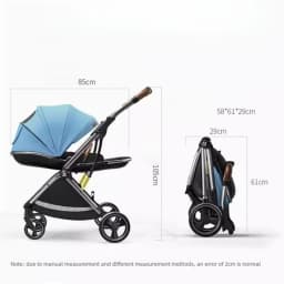 High-view Four-wheel Baby Stroller, Reversible, Lightweight and Foldable, with A Safety Carrier – A Three-in-one Stroller.