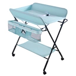 4-wheel folding baby changing Table with 0-3 years Storage basket