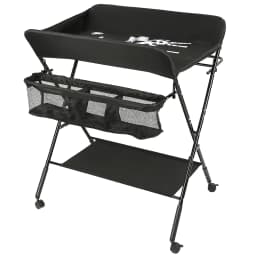 4-wheel folding baby changing Table with 0-3 years Storage basket