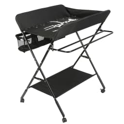 4-wheel folding baby changing Table with 0-3 years Storage basket