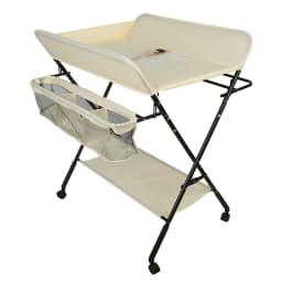 4-wheel folding baby changing Table with 0-3 years Storage basket