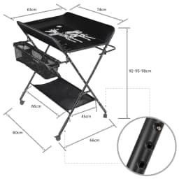 4-wheel folding baby changing Table with 0-3 years Storage basket