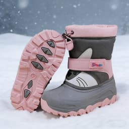Winter Kids Snow Boots Cartoon Cat Print Waterproof Upper Non-Slip Sole Thick Warm Plush Baby Boys Girls Cold Weather Shoes