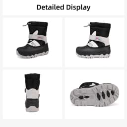 Winter Kids Snow Boots Cartoon Cat Print Waterproof Upper Non-Slip Sole Thick Warm Plush Baby Boys Girls Cold Weather Shoes