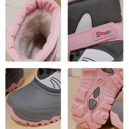 Winter Kids Snow Boots Cartoon Cat Print Waterproof Upper Non-Slip Sole Thick Warm Plush Baby Boys Girls Cold Weather Shoes