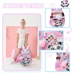 Meetbelify Backpack for Girls Cute Panda School Bag with Lunch Box for Elementary Student Kids Bookbag for Girls