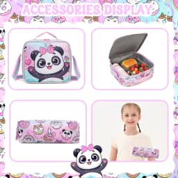 Meetbelify Backpack for Girls Cute Panda School Bag with Lunch Box for Elementary Student Kids Bookbag for Girls