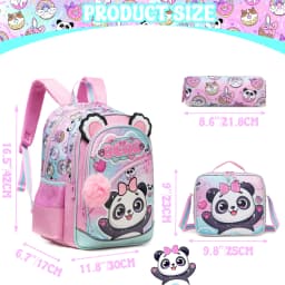 Meetbelify Backpack for Girls Cute Panda School Bag with Lunch Box for Elementary Student Kids Bookbag for Girls