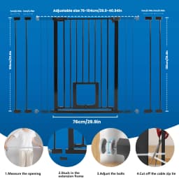 Baby Gate for Doors and Stairs, Pressure Mounting, No Drilling, Automatic Closing Metal Door Safety Gate for Children and Pets