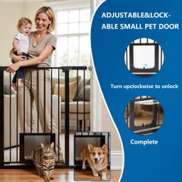 Baby Gate for Doors and Stairs, Pressure Mounting, No Drilling, Automatic Closing Metal Door Safety Gate for Children and Pets