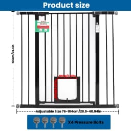 Baby Gate for Doors and Stairs, Pressure Mounting, No Drilling, Automatic Closing Metal Door Safety Gate for Children and Pets