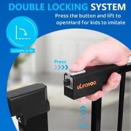Baby Gate for Doors and Stairs, Pressure Mounting, No Drilling, Automatic Closing Metal Door Safety Gate for Children and Pets