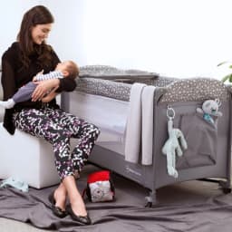 Moby-System Travel Cot Playpen 2 Levels with Changing Table Canopy Mattress for Baby Happy Traveller Basic Plus