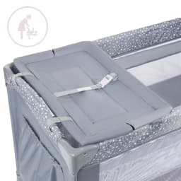 Moby-System Travel Cot Playpen 2 Levels with Changing Table Canopy Mattress for Baby Happy Traveller Basic Plus