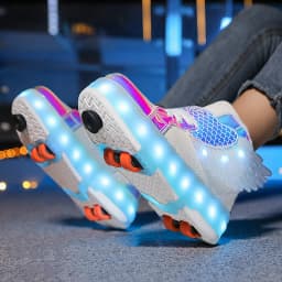 Roller Sneakers Kid Sport Gym Footwear Roller Skates 4 Wheels USB Charge Illuminated Shoes Boys Girls Casual Skateboard Shoes