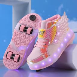Roller Sneakers Kid Sport Gym Footwear Roller Skates 4 Wheels USB Charge Illuminated Shoes Boys Girls Casual Skateboard Shoes