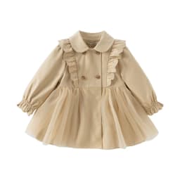 Dave Bella Children's Jacket Autumn Spring Trench Coats For Teenage Girls Sweet Khaki Top Soft Outerwear Kids Clothing DB1250437