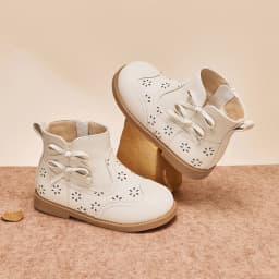 Dave Bella Children's Short Leather Boots Winter Girls Anti Slip Plush Shoes Fashion Casual Outerwear Kids Ankle Boots DB4253578