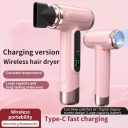 Portable Hair Dryer USB Charging Hot and Cold Air Hair Dryer Cordless Lightweight with Nozzle for Travel Student Dormitory