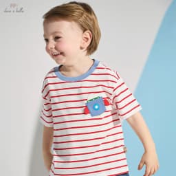 Dave Bella Boys Striped T-shirt Summer Short Sleeve Pullover Pure Cotton Bottoming Top Cool Casual Children Clothes DB2261630