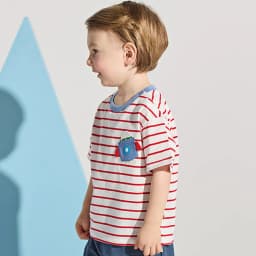 Dave Bella Boys Striped T-shirt Summer Short Sleeve Pullover Pure Cotton Bottoming Top Cool Casual Children Clothes DB2261630