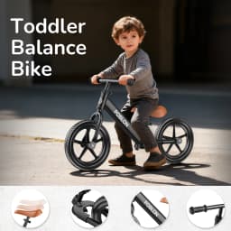 Adjustable Toddler Balance Bike For Children Aged 18 Months To 5 Years Indoor And Outdoor Anti-Slip Grip Snap Design Foot Pedal