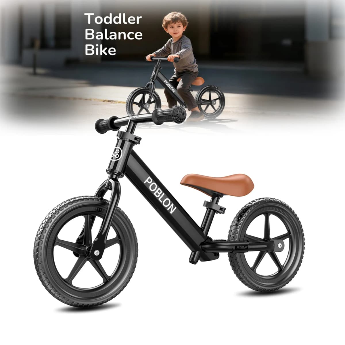 Adjustable Toddler Balance Bike For Children Aged 18 Months To 5 Years Indoor And Outdoor Anti-Slip Grip Snap Design Foot Pedal
