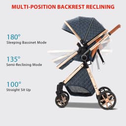 Light Baby Stroller 3-in-1 Baby Pram Can Sit and Recline With Car Seat Foldable Baby Pushchair Newborn Travel System for Air Travel and Long trip With Storage Basket Baby Buggy High landscape Baby Carrige