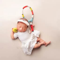 Newborn Photography Props Baby White Tennis Ruffle Dress Top Skirt Set Infant Photo Shoot Outfit Sports Theme Princess Clothes