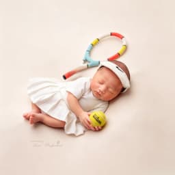 Newborn Photography Props Baby White Tennis Ruffle Dress Top Skirt Set Infant Photo Shoot Outfit Sports Theme Princess Clothes