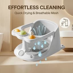 Baby Bath Seat with Interactive Toys, Non-Slip Suction Cups, Breathable Mesh, for Sit-Up Babies, 6-36 Months Easy to Clean