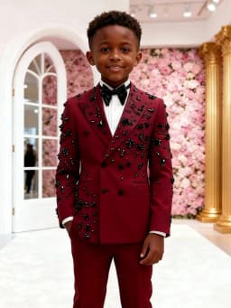 Txjojn Luxurious Boys Beaded Suits 2 Pieces Wedding Guest Clothes Classic Peak Lapel Kids Tuxedo Birthday Formal Party Wear
