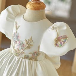 Baby Girl Birthday Party Infant Princess Dress Clothes Kids Flower Girl Wedding Host White Tutu Short Sleeve Costume Children