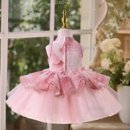 Children Girls Formal Princess Gown Clothing Flower Girl Wedding Little Kids Host Elegant Tutu Birthday Party Banquet Costume
