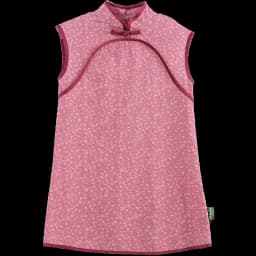 Amila 2026 Summer New Girls' Dress, New Chinese Style Retro Pattern Pan Buckle Stand Up Collar Cheongsam Skirt