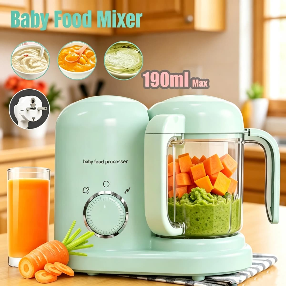 Multifunctional baby food maker, food supplement processor, children food mill, steam cooking, stirring, heating, cooking machine