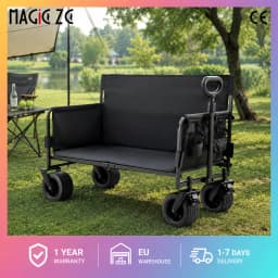 200KG Heavy Duty Folding Camping Cart 150L Large Capacity Utility Wagon All Terrain Removable Wheels Foldable Beach Trolley Outdoor Picnic Shopping Garden Push Cart Portable Collapsible Stroller Wagon with Side Door Sofa Bed Chair