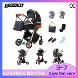 Multifunctional 3in1 Baby Pram Combo Package Carrycot Sport Buggy Seat Infant Car Seat Solid Rubber Wheels Gift Changing Bag & Rain Cover