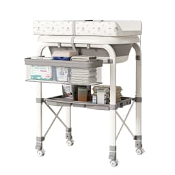 3-in-1 Baby Changing Table with Temperature-Sensing Bath Tub, Foldable, Storage Basket, Reinforced Weight Capacity, with Wheels