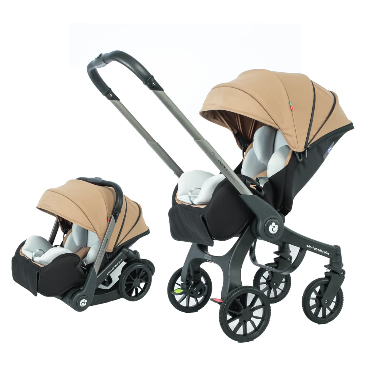 4-in-1 Stroller, Multi-functional Foldable Stroller, Portable Outdoor Stroller, Car Seat Function, Adjustable Armrests