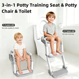 PANGDUBE Toddler Potty Training Seat with Ladder, 3 in 1 Kids Toilet Step Stool, Non-Slip Soft Cushion, Foldable Children Potty