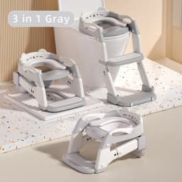 PANGDUBE Toddler Potty Training Seat with Ladder, 3 in 1 Kids Toilet Step Stool, Non-Slip Soft Cushion, Foldable Children Potty