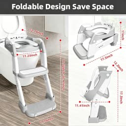 PANGDUBE Toddler Potty Training Seat with Ladder, 3 in 1 Kids Toilet Step Stool, Non-Slip Soft Cushion, Foldable Children Potty