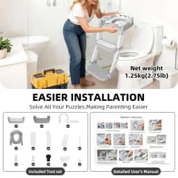 PANGDUBE Toddler Potty Training Seat with Ladder, 3 in 1 Kids Toilet Step Stool, Non-Slip Soft Cushion, Foldable Children Potty