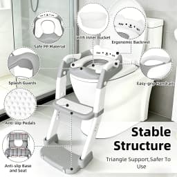 PANGDUBE Toddler Potty Training Seat with Ladder, 3 in 1 Kids Toilet Step Stool, Non-Slip Soft Cushion, Foldable Children Potty