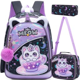 Backpack for Girls School Backpack with Lunch Box for Elementary Student Teen Girls Cute School Bag Kids Book