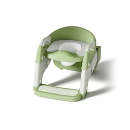 2-in-1 Foldable Toddler Toilet Ladder Seat, Adjustable Potty Training Chair with Non-Slip Steps & Anti-Slip Foot Pads, Stable Toilet Trainer for Boys Girls, Kids Bathroom Potty Seat Available in Grey Green Purple