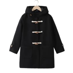 Fall Winter Girls Hooded Duffle Coat Toggle Button Wool Blend Windproof Warm Daily Outerwear School Kids Overcoat Casual Outfits