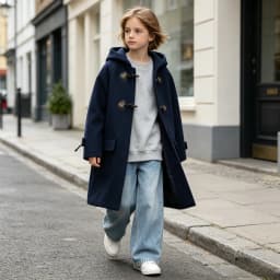 Fall Winter Girls Hooded Duffle Coat Toggle Button Wool Blend Windproof Warm Daily Outerwear School Kids Overcoat Casual Outfits